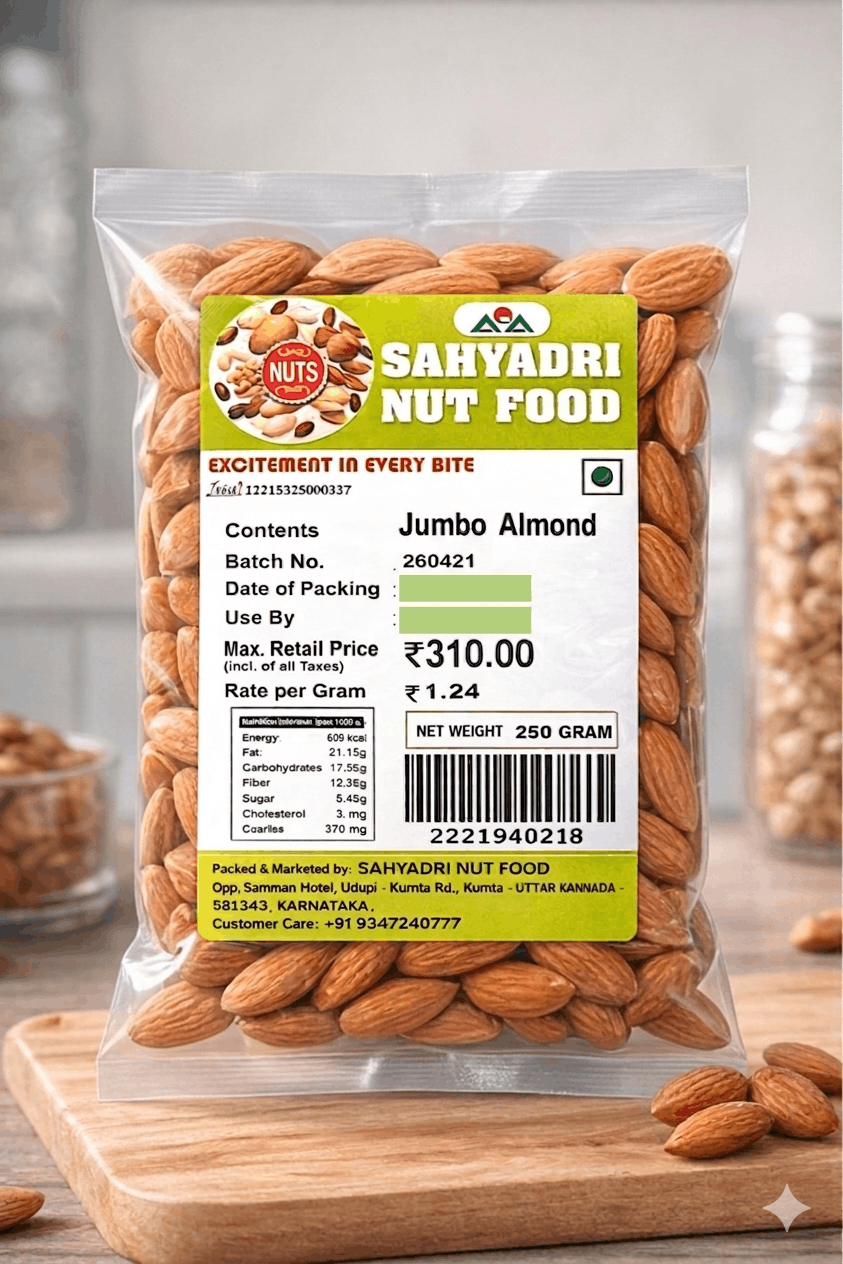 Premium Jumbo Almonds 250 gms