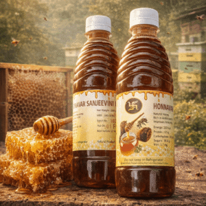 Golden natural honey harvested from Western Ghats