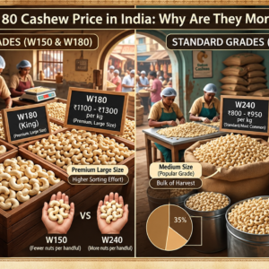 W150 and W180 Cashew Price in India: Why Are W180 & W150 Cashews More Expensive?