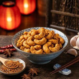 Gourmet Roasted Schezwan Cashews - Vibrant Reddish Dry Roast Spice Coating